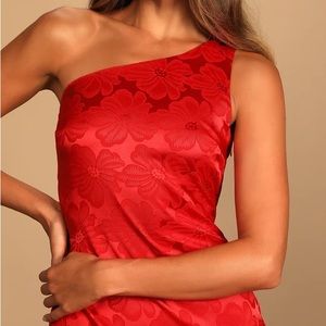 Lulu’s One shoulder satin dress